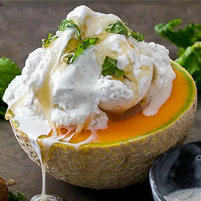 cream covered melon